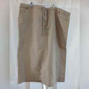 Beige Denim Maxi Skirt With Back Slit
